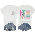 Detail of white cotton T-shirt with inspirational text and ripped denim shorts set - White (Black Print)