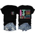 Front and back view of black cotton T-shirt featuring motivational printed slogans - Black (White Print)