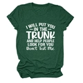 Detail of forest green crew neck t-shirt with funny white slogan print and rolled sleeves - S / Vintage Green