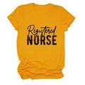 Dettaglio della stampa Registered Nurse su tessuto di t-shirt girocollo giallo zenzero - S / Giallo Senape (Testo Nero)