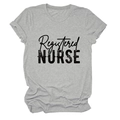 Macro shot of grey cotton fabric texture and Registered Nurse print on the t-shirt - Light Grey (Black Text)