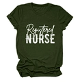 Detail of Registered Nurse print on olive green t-shirt with cuffed short sleeves - Army Green (White Text)