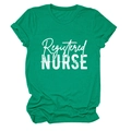 Flat lay of emerald green Registered Nurse short sleeve T-shirt on white background - Ink Green (White Text)