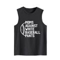Dettaglio dello slogan Moms Against White Baseball Pants su canotta grigia senza maniche - S / grigio scuro