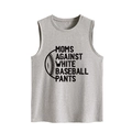 Dettaglio canotta grigio melange con stampa dello slogan Moms Against White Baseball Pants - S / Grigio chiaro