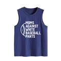 Detail von Dunkelblauem Tanktop mit dem Moms Against White Baseball Pants Slogan - Vintage-Blau