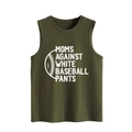 Detail von armee-grünem Tanktop mit Moms Against White Baseball Pants Aufdruck - Armeegrün