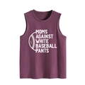 Detailansicht des Print-Designs und Baumwollstoffes am lila ärmellosen Tanktop - Fuchsie