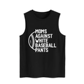 Dettaglio dello slogan Moms Against White Baseball Pants sul top nero - S / Nero