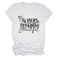 Close-up of butterfly and motivational lettering on white cotton crew neck T-shirt - S / Tops / White