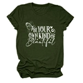 Detailed screen print of butterfly and inspirational quote on dark green T-shirt - S / Tops / Army Green