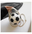 Borsa a mano a pallone da calcio bianca e nera con catena dorata e manico bianco - Bianco