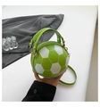 Borsa a mano alla moda a forma di calcio in ecopelle verde e bianca con catena - Verde