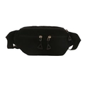 Large capacity black corduroy waist bag for students with triple zipper casual design - Black