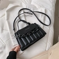 Sac à bandoulière matelassé noir élégant avec chaîne et bandoulière réglable chic - Noir