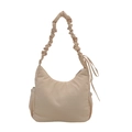 Borsa a spalla beige con spalline arricciate e dettagli fiocco laterali da donna - Bianco