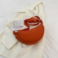 Versatile orange nylon crescent crossbody bag with adjustable wide fabric strap - Orange