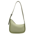 Bolso de axila de media luna verde claro minimalista con textura de lichi y correa - Verde