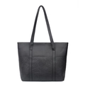 Schwarze Shopper-Tasche aus Kunstleder mit Rosenprägung und doppelten Trageriemen - Rosenprägung