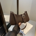 Vintage dark brown PU leather crescent shoulder bag with silver buckle detail - Brown