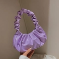 Chic lilac lavender ruched cloud handbag made of soft PU leather with a pleated handle - Purple