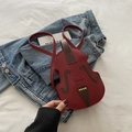 Mini sac à dos créatif en forme de violon rouge en similicuir mat avec rivets dorés - Rouge