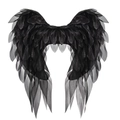 Realistic large black organza angel wings for cosplay festivals and stage performance - Black Wings Only