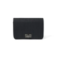 Classic black rectangular small crossbody bag with vertical texture and metal twist lock - Black