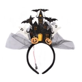 Cerchietto Halloween luminoso con castello glitterato fantasma zucca e tulle - Luminoso / Cerchietto Castello Fantasma (HADT22016)