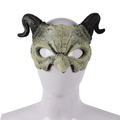 Maschera da demone di Halloween con corna di ariete e pelle realistica per travestimenti - Taglia unica / Stile Demone Bianco (HDB23010)
