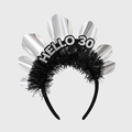 Black and silver 'HELLO 30' glitter headband for 30th birthday party accessories - Hello 30 (HABZ24420)