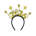 Sparkly gold 2026 Happy New Year headband with champagne glasses for party outfit - One Size / 2026 Fireworks New Year Headband