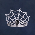 Corona de telaraña plateada con gema negra para disfraz de Halloween - Talla única / Corona de la Reina Araña de Plata