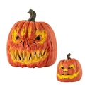 Halloween pumpkin lantern set with spooky grin and classic smile on white background - Grimacing Fangs Texture Style (HDB24133)