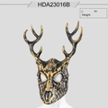 Retro antler bone mask with black and gold finish for Halloween costume parties - Gold Painted Ram Bone Mask (HDA23016B)