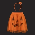 Set gonna tutu zucca di Halloween per bambini con cerchietto glitterato coordinato - Stile Zucca (HCUJ231803V1)