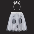 Gonna tutu fantasma bianca e fascia glitterata BOO per costume da festa Halloween - Stile Fantasma (HKUJ231108V1)