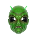 Maschera da alieno verde in lattice con grandi occhi neri e antenne per cosplay Halloween - Maschera Alieno Verde Elettronica (HDF23058V1)