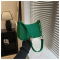 Detail of green faux crocodile leather bag with thick acrylic chain and slim shoulder strap - Green