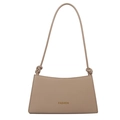 Minimalist beige underarm bag with knotted strap and gold fashion print detail - Khaki