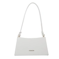 Minimalist white baguette shoulder bag with fashion lettering and knotted strap detail - White
