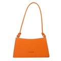 Minimalist bright orange baguette shoulder bag with unique knot detail and fashion logo - Orange