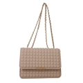 Classic beige quilted chain crossbody bag with gold-tone hardware and rectangular lock - Khaki