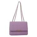 Chic lavender quilted crossbody bag with golden chain strap and rectangular clasp - Purple