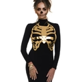Χρυσός σκελετός θώρακα Halloween και ασορτί σετ βραχιόλι με δαχτυλίδι από οστά χεριού - Χρυσό Σετ Κομμάτι Στήθους και Βραχιόλι