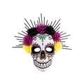 Masque de mort mexicain en EVA avec roses violettes et couronne de fleurs - Masque à attaches Jour des morts (HDA24027) / Violet