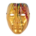 Golden masquerade mask for men featuring a colorful fluid paint design on the forehead - One Size / Gold Splatter Style (HDB24238A)