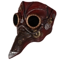 Masque de docteur de peste steampunk rouge foncé et marron avec engrenages en métal - Rouge