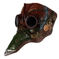 Masque de médecin de la peste steampunk en rouge et vert avec engrenages dorés - Vert