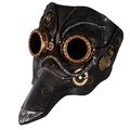 Masque de docteur de la peste steampunk noir avec engrenages en bronze et cuir vieilli - Noir